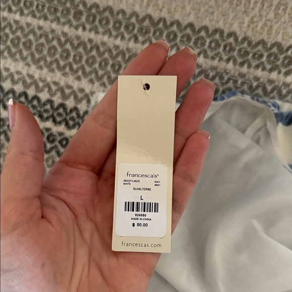 Francesca's Collections Blue and White Tropical Romper - Picture 4 of 4